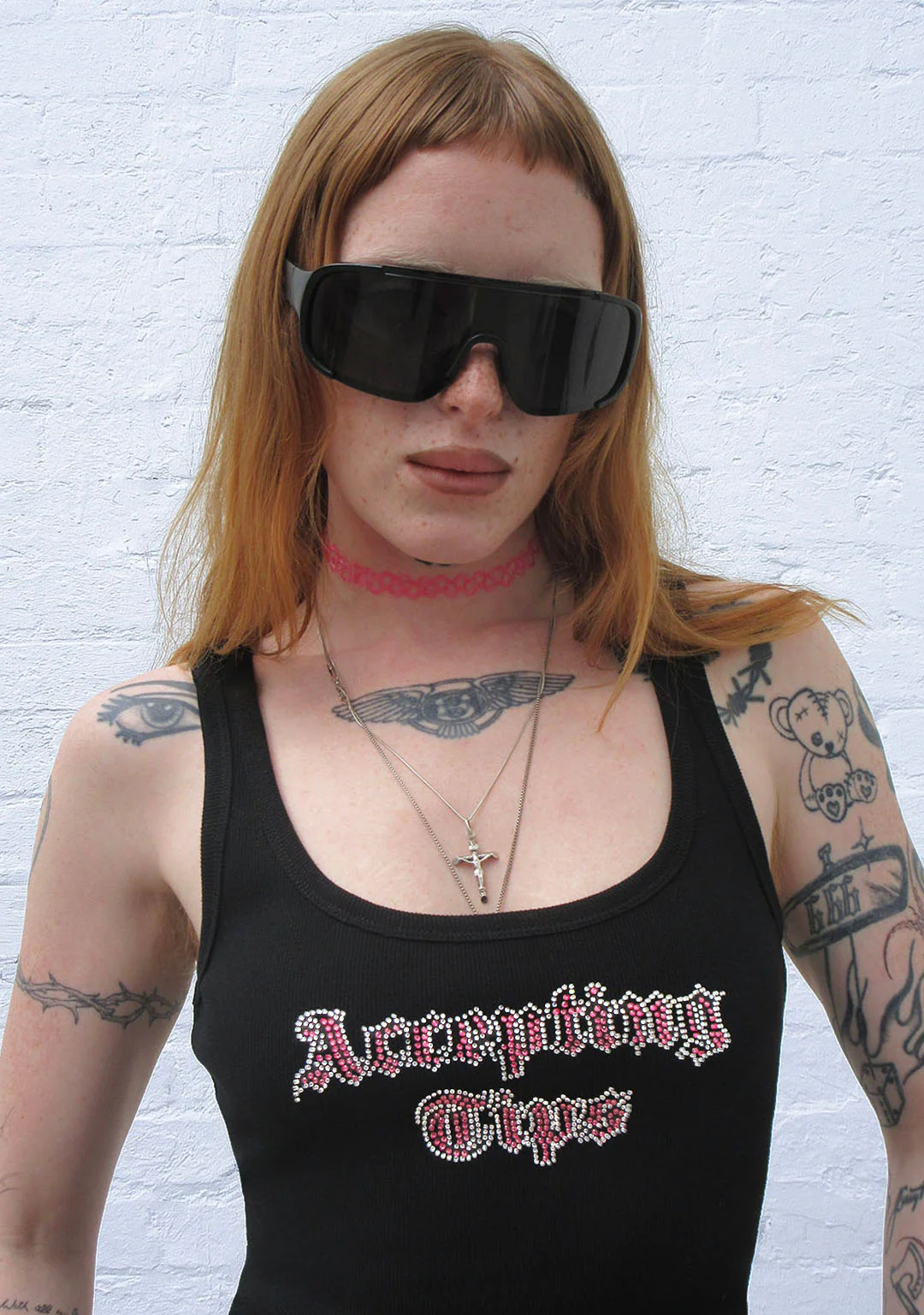 ACCEPTING TIPS RHINESTONE TANK TOP BLACK - Image 3