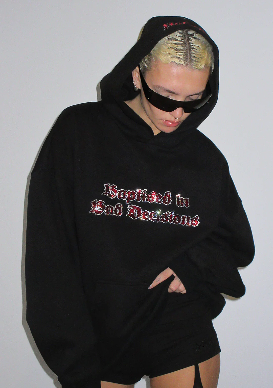 BAD DECISIONS RHINESTONE PULLOVER HOODIE BLACK - Image 2