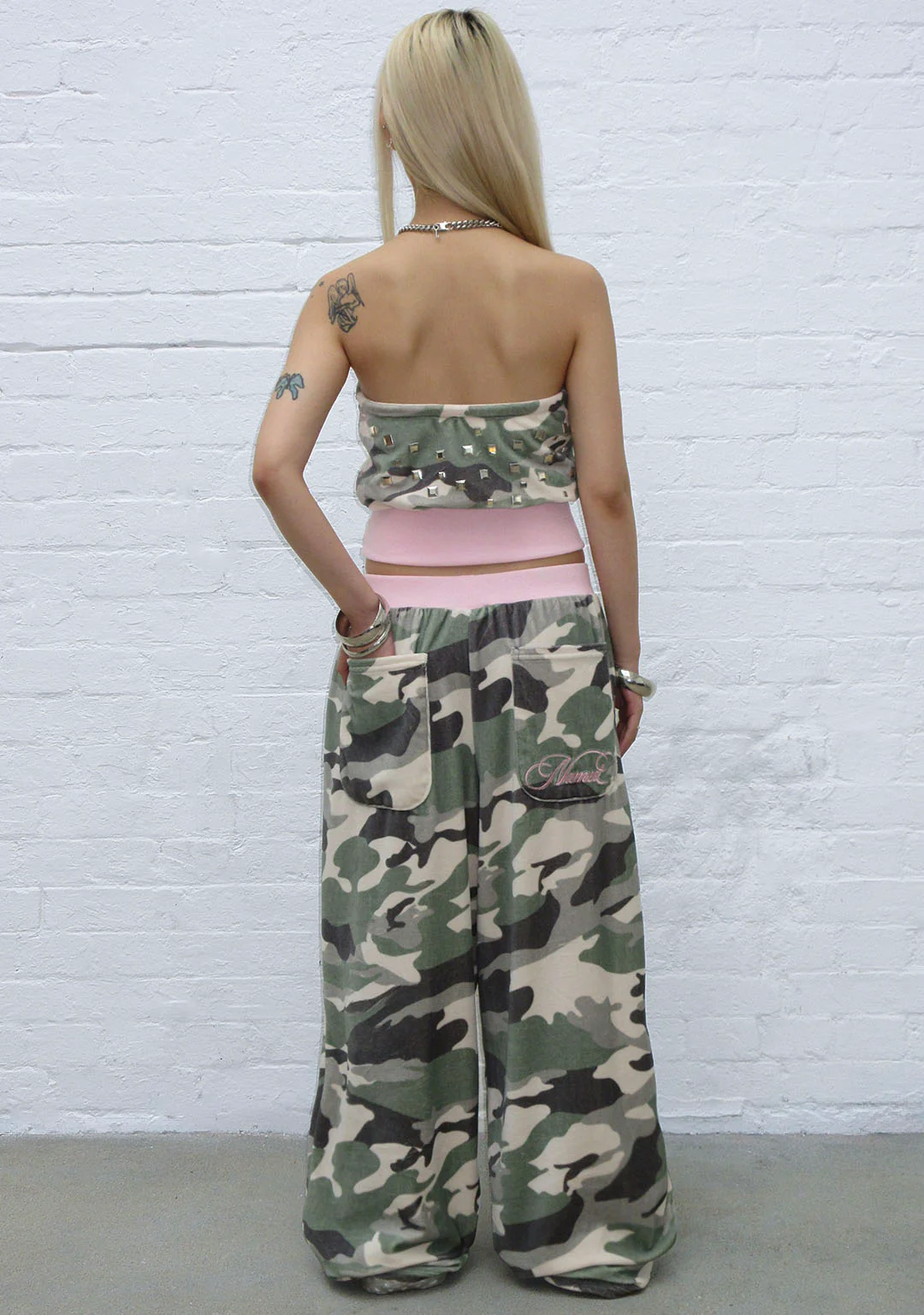 COLLIDE STUDDED VELOUR TUBE TOP CAMO - Image 7