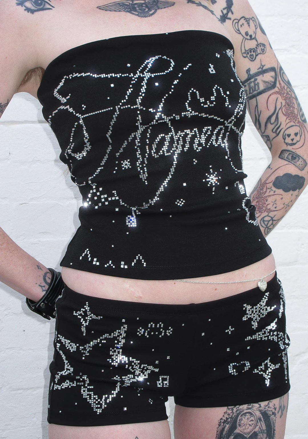 DREAMER RHINESTONE MICRO HOTPANT SHORTS BLACK - Image 3