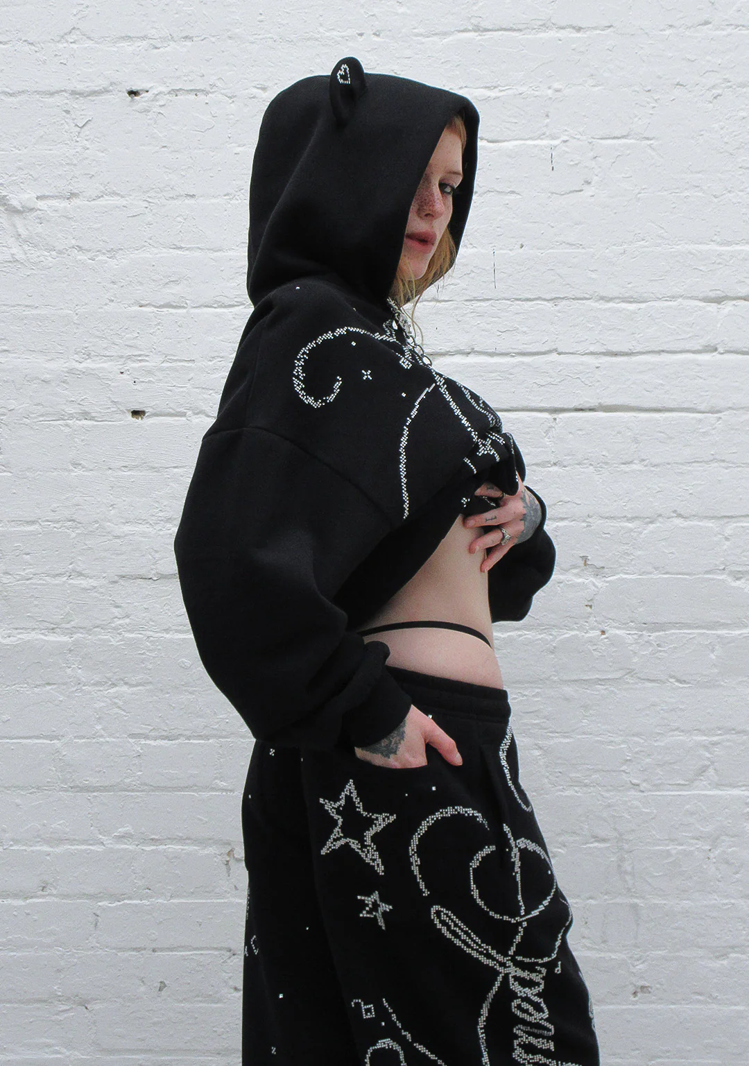 DREAMER RHINESTONE TEDDY OVERSIZED SWEATPANTS BLACK - Image 5