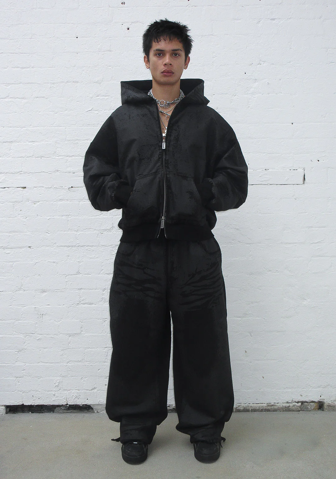 FAITHFUL LEATHER EFFECT ZIP HOODIE BLACK - Image 4