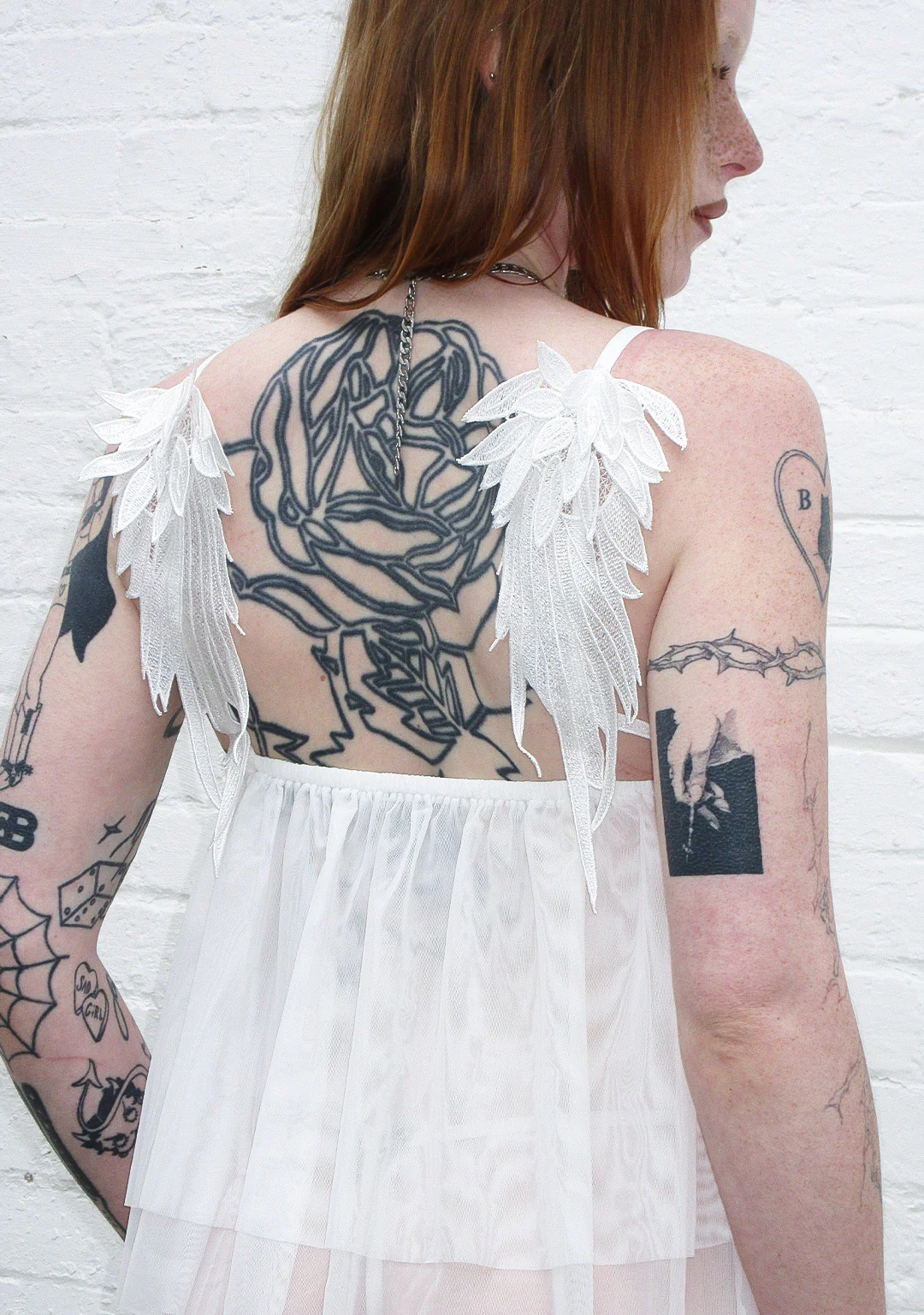 FALLEN SHEER MESH WINGS CAMI TOP WHITE - Image 3