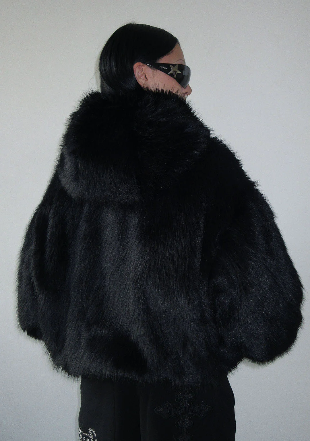 FERAL FAUX FUR REVERSIBLE BOMBER JACKET BLACK - Image 5