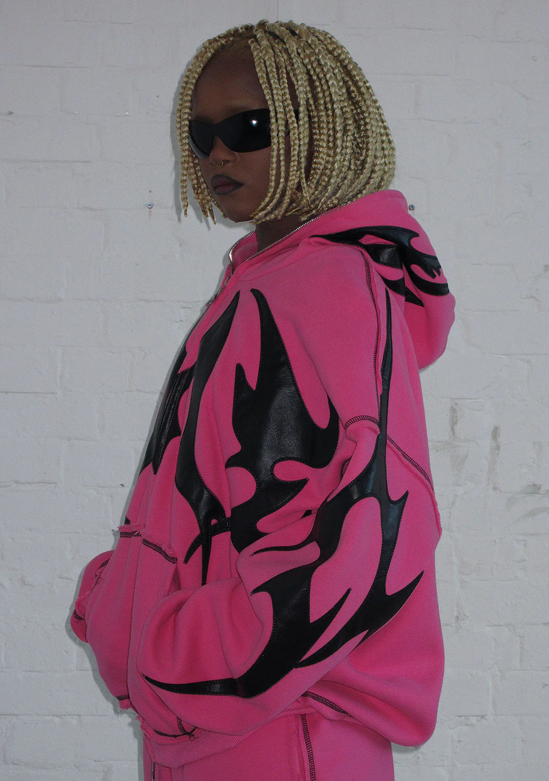 FLAME ZIP HOODIE PINK POISON - Image 4