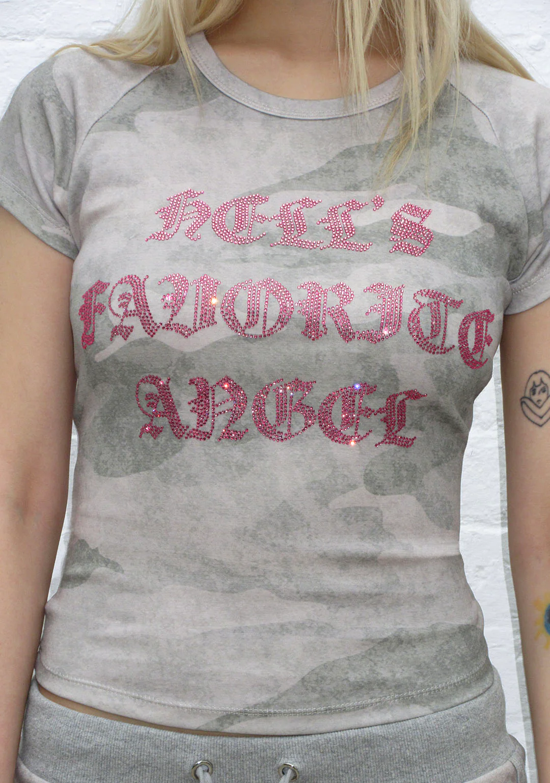 HELL'S FAVORITE RHINESTONE BABY TEE CAMO - Image 5