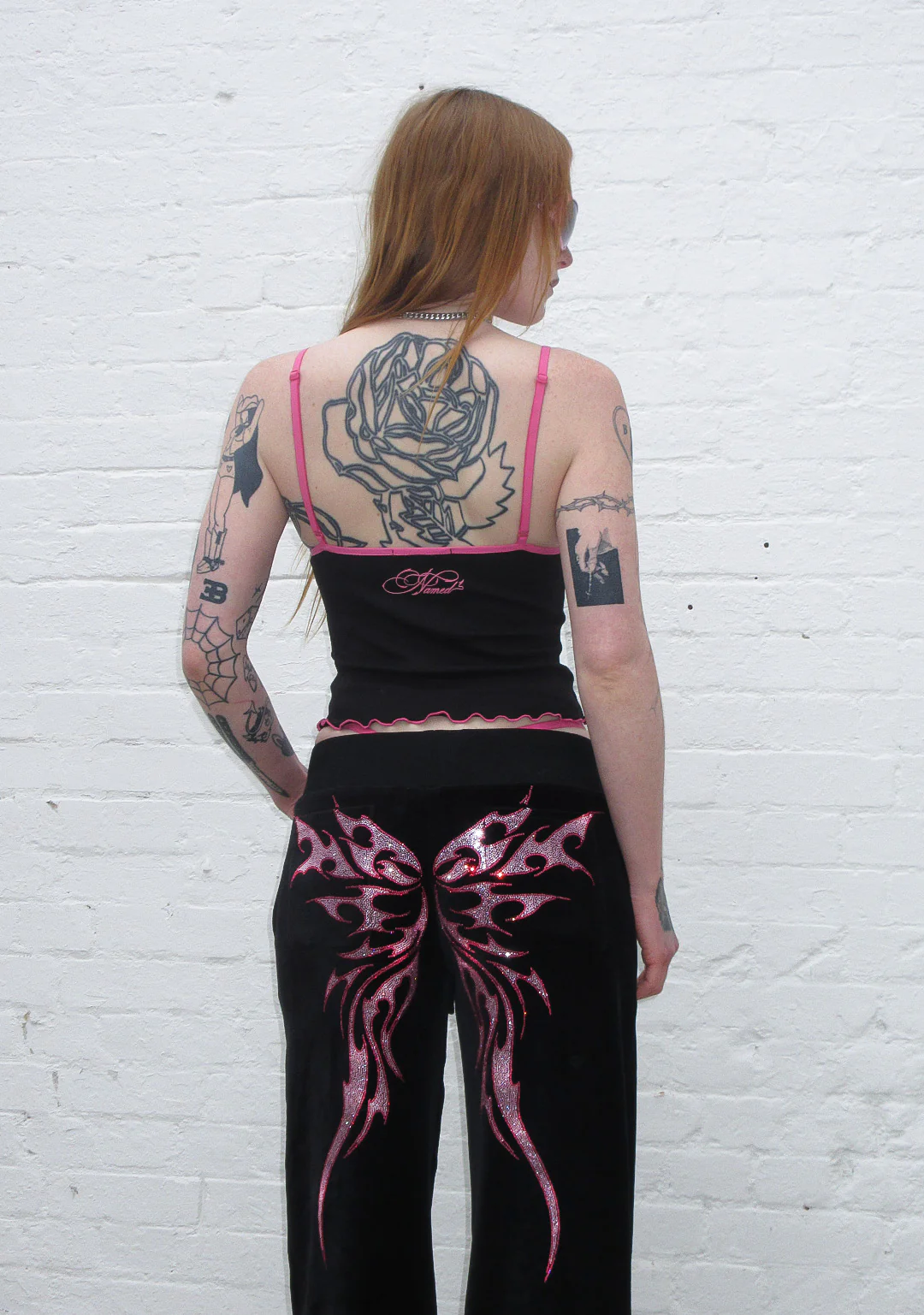 IDOL RHINESTONE VELOUR SWEATPANTS BLACK - Image 3