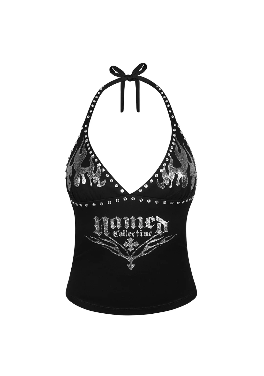 IGNITE RHINESTONE HALTERNECK CAMI TOP BLACK