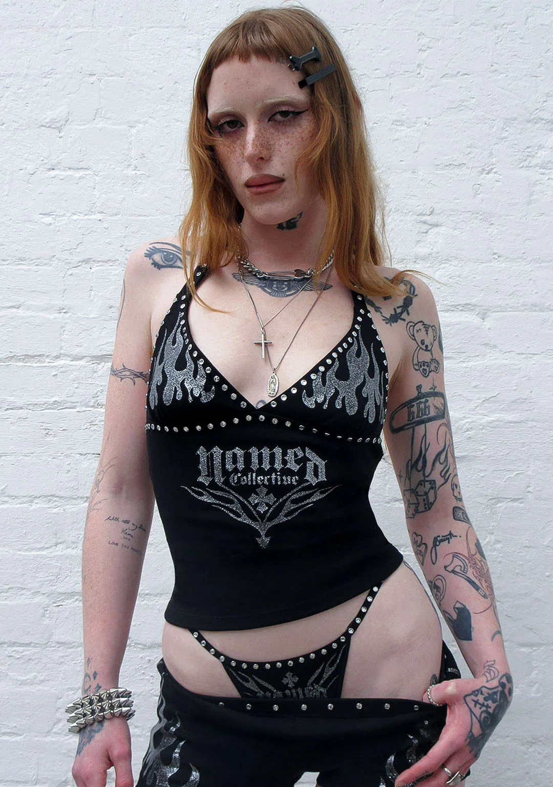 IGNITE RHINESTONE THONG BLACK - Image 3