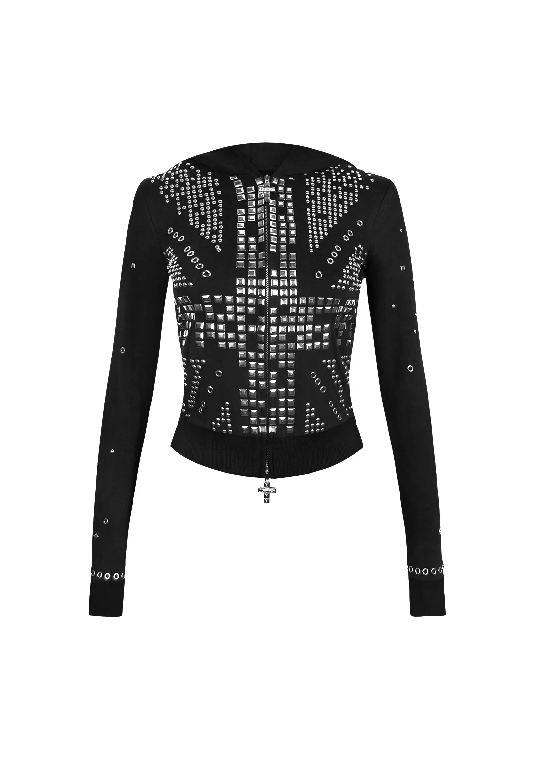 KNIGHT STUDDED FITTED HOODIE BLACK