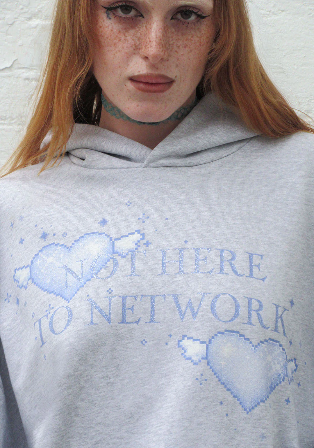 NETWORK GLITTER PULLOVER HOODIE GREY MARL - Image 5