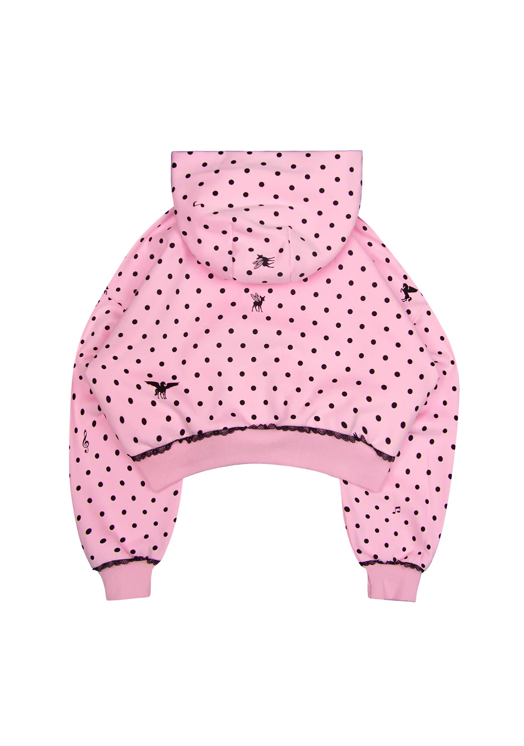 NOVA POLKA DOT CROP ZIP HOODIE BABY PINK - Image 6