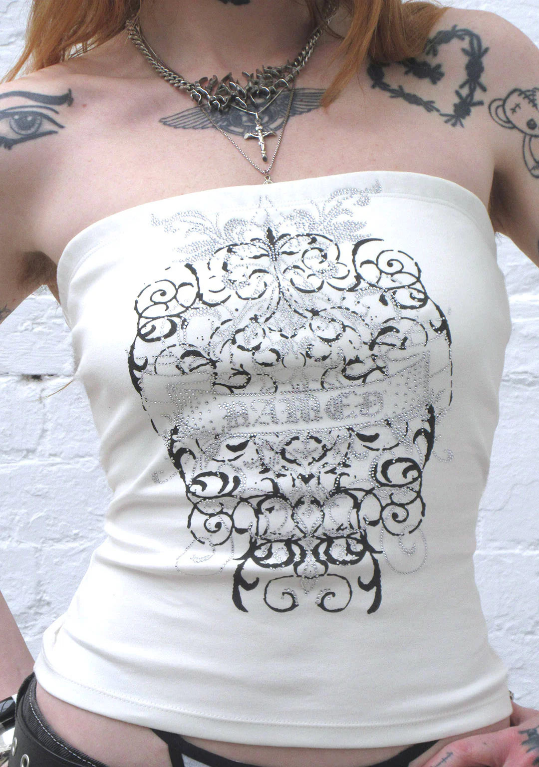 OBSESSION RHINESTONE TUBE TOP WHITE - Image 3