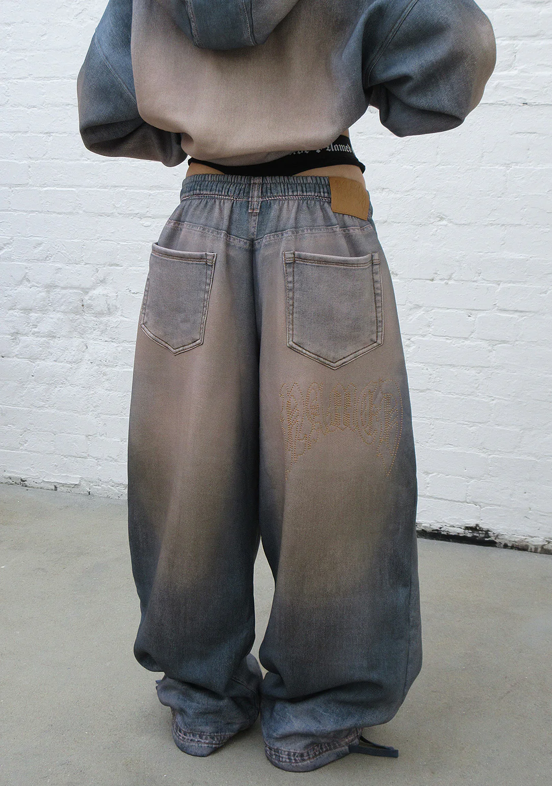 OFF GRID DENIM EFFECT OVERSIZED SWEATPANTS WASHED BLUE - Image 2