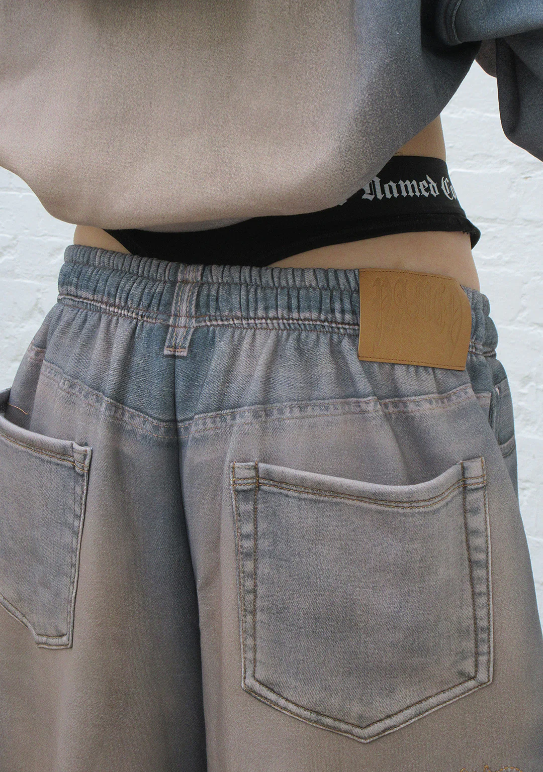 OFF GRID DENIM EFFECT OVERSIZED SWEATPANTS WASHED BLUE - Image 6