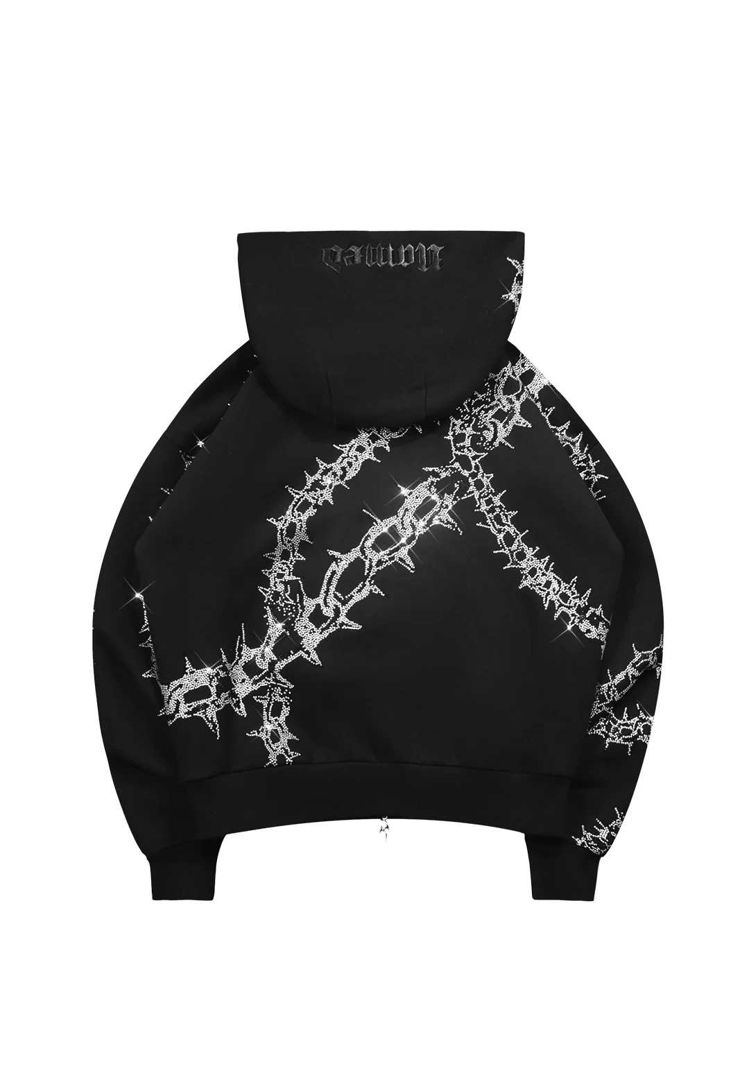 OMEN RHINESTONE ZIP HOODIE BLACK - Image 10
