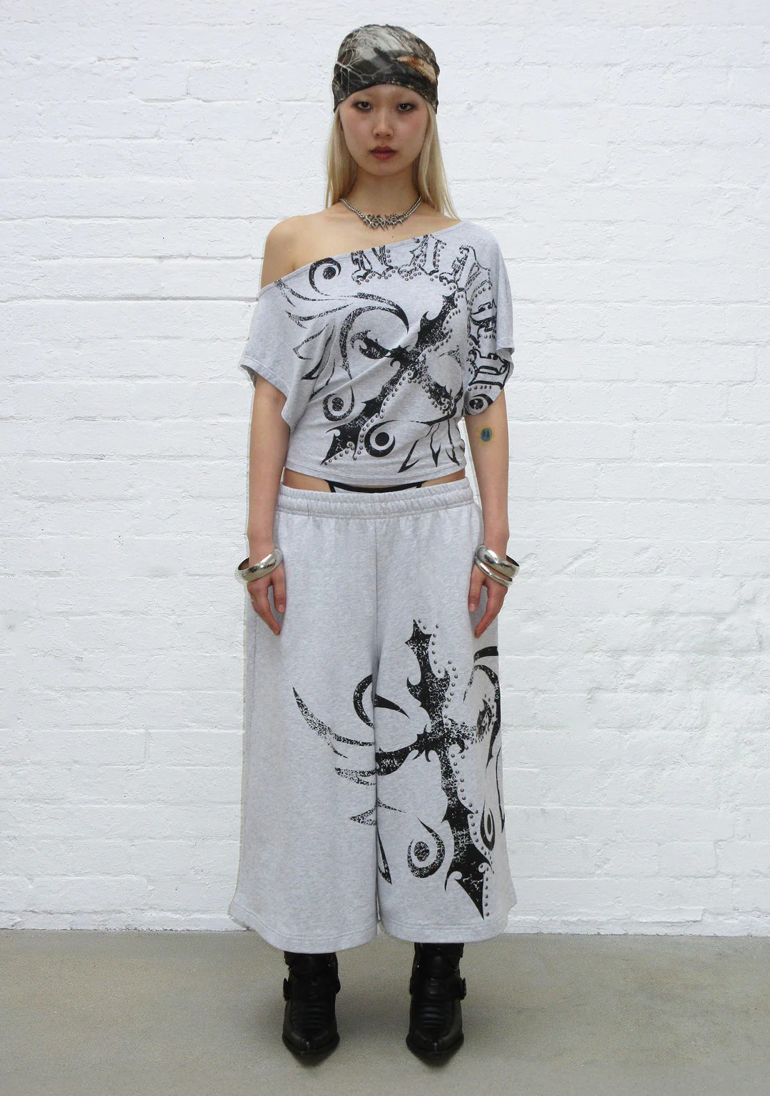 OUTLAW OFF THE SHOULDER TOP GREY MARL - Image 4