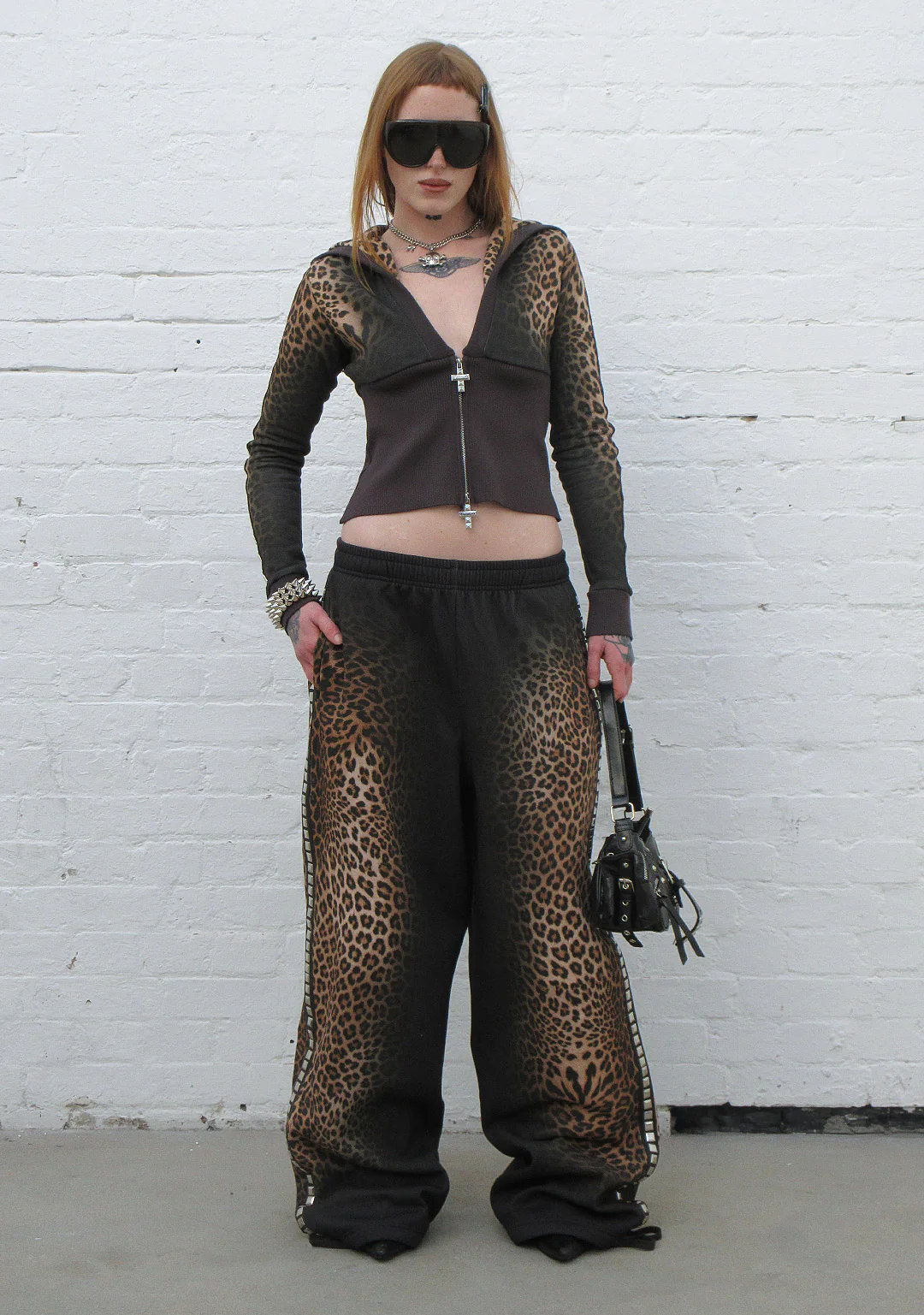 RUMOUR STUDDED FITTED ZIP HOODIE LEOPARD - Image 4