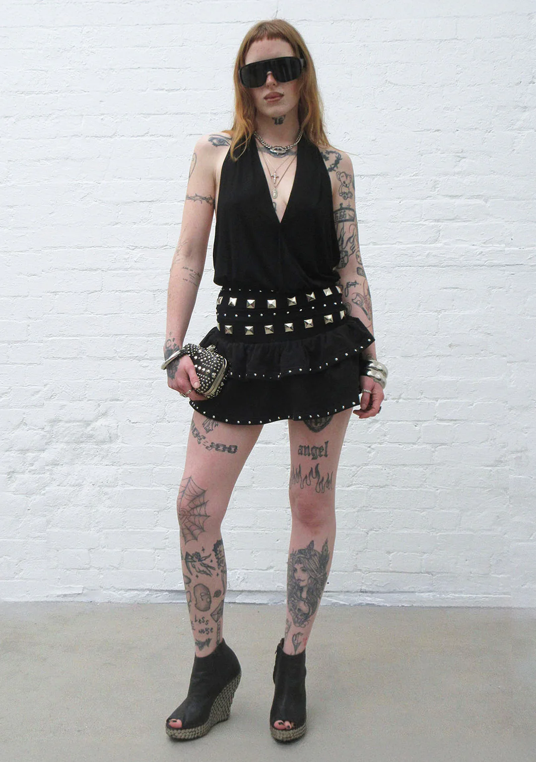 SLEAZE STUDDED DRAPED TOP BLACK - Image 4