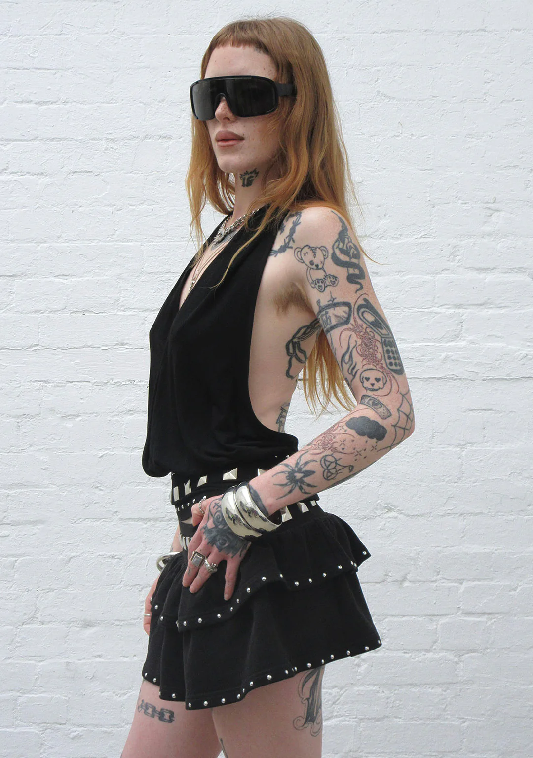 SLEAZE STUDDED DRAPED TOP BLACK - Image 5