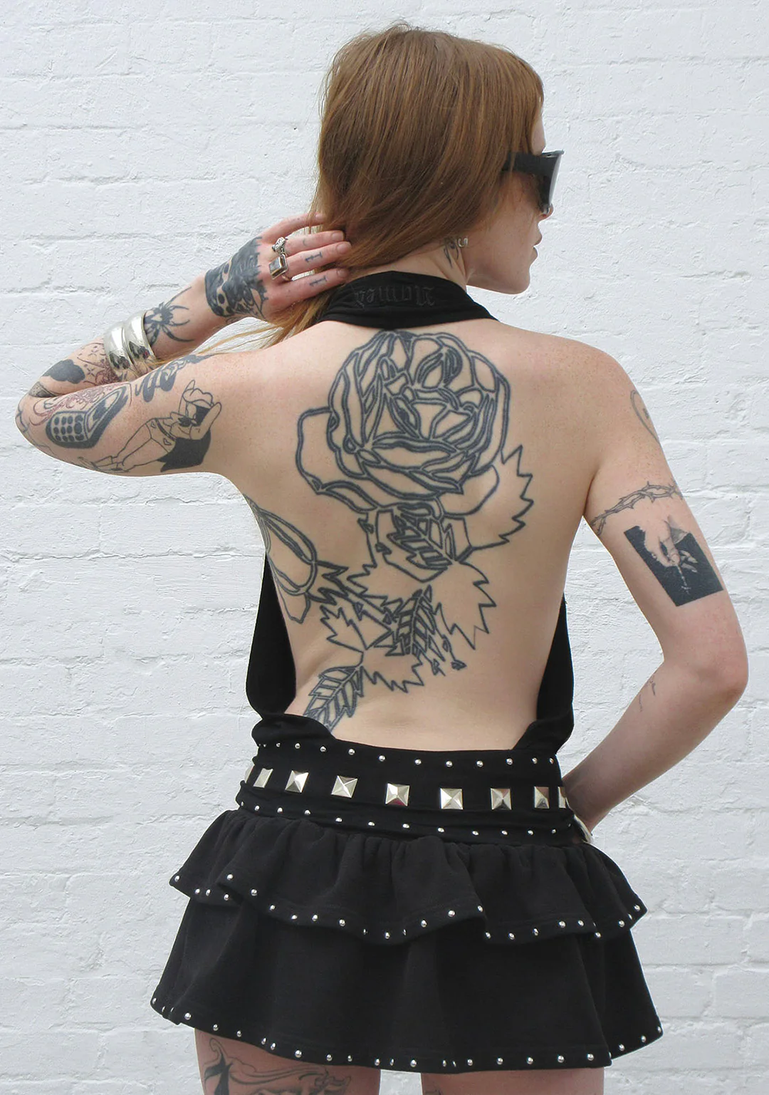SLEAZE STUDDED RUFFLE MICRO SKIRT BLACK - Image 3