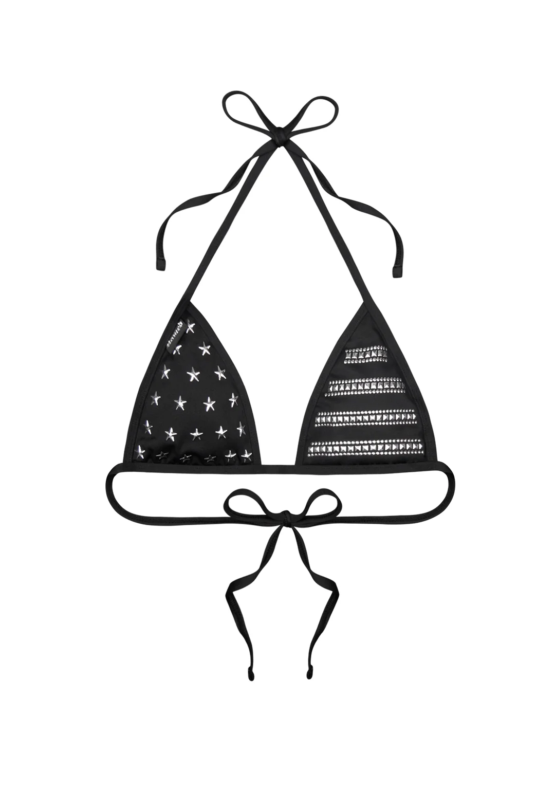 STELLAR STUDDED TRIANGLE BIKINI TOP BLACK