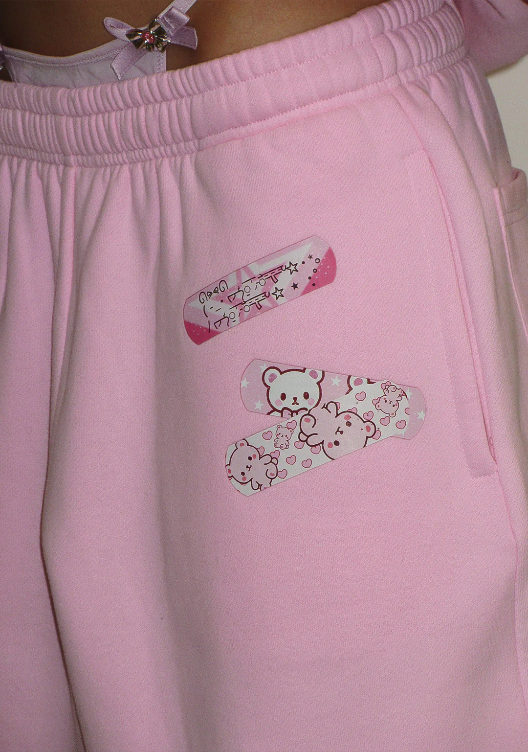 STITCH TEDDY OVERSIZED SWEATPANTS BABY PINK - Image 5