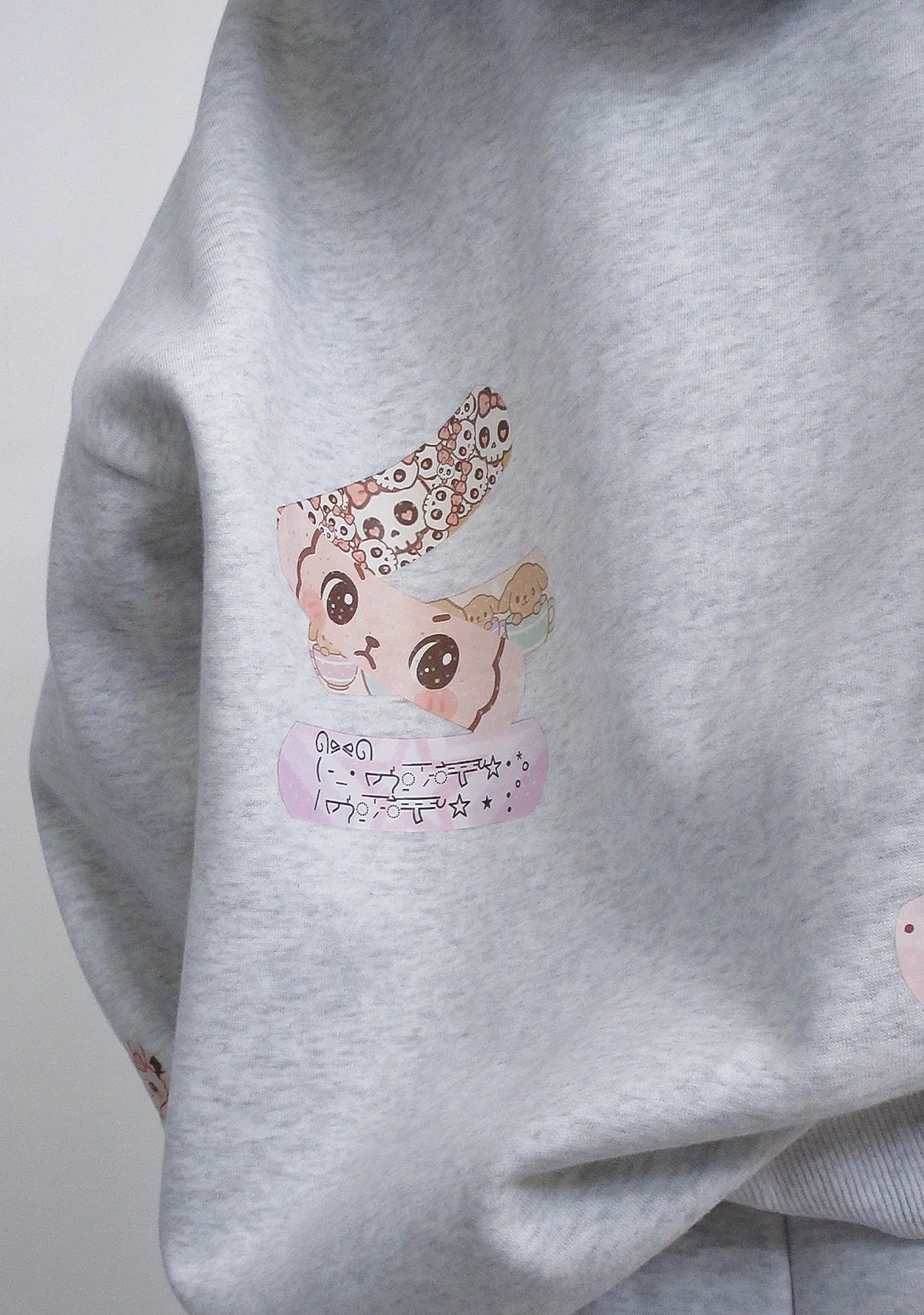 STITCH TEDDY ZIP HOODIE WHITE MARL - Image 6