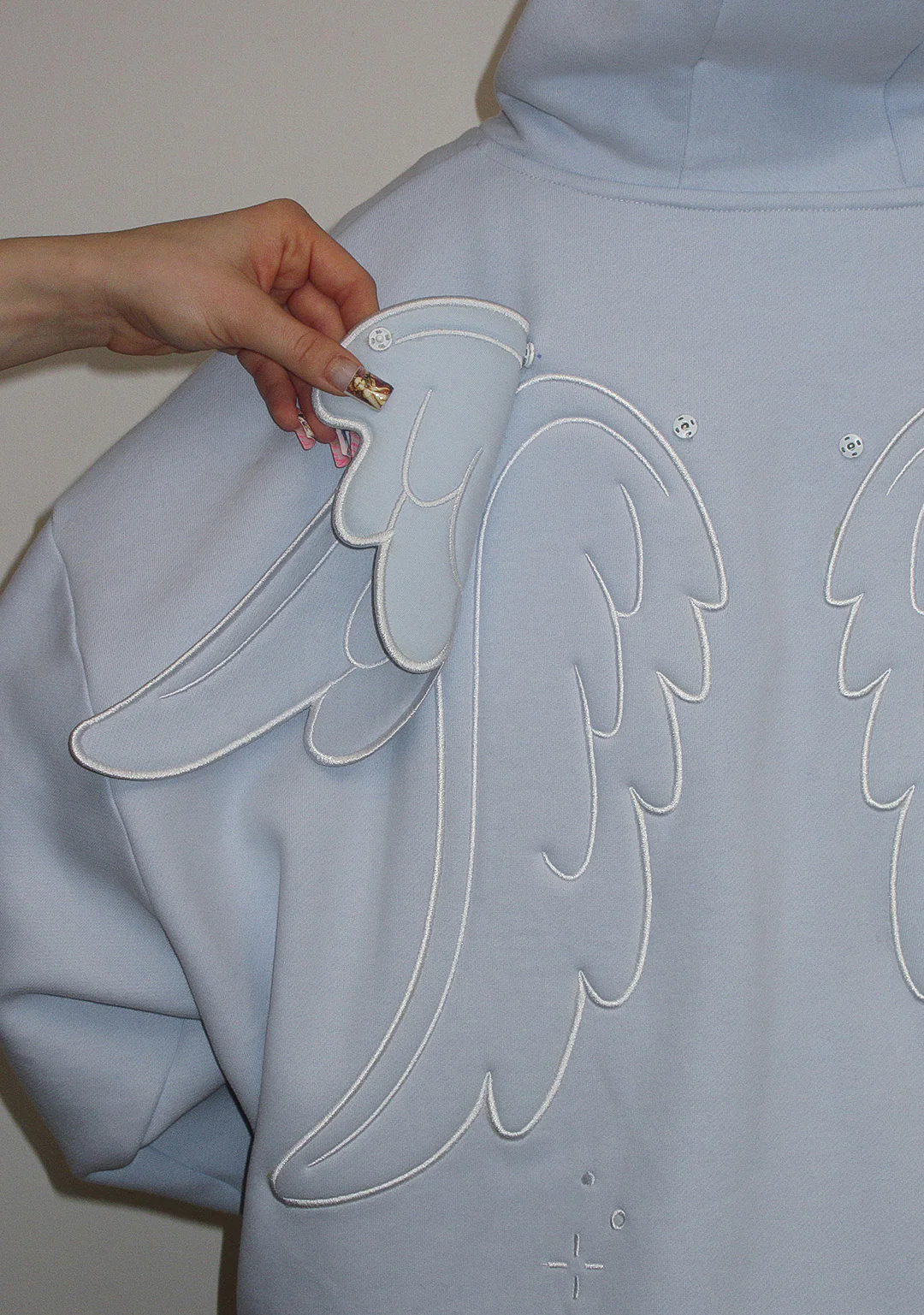 STITCH WINGS ZIP HOODIE BABY BLUE (DETACHABLE WINGS) - Image 7