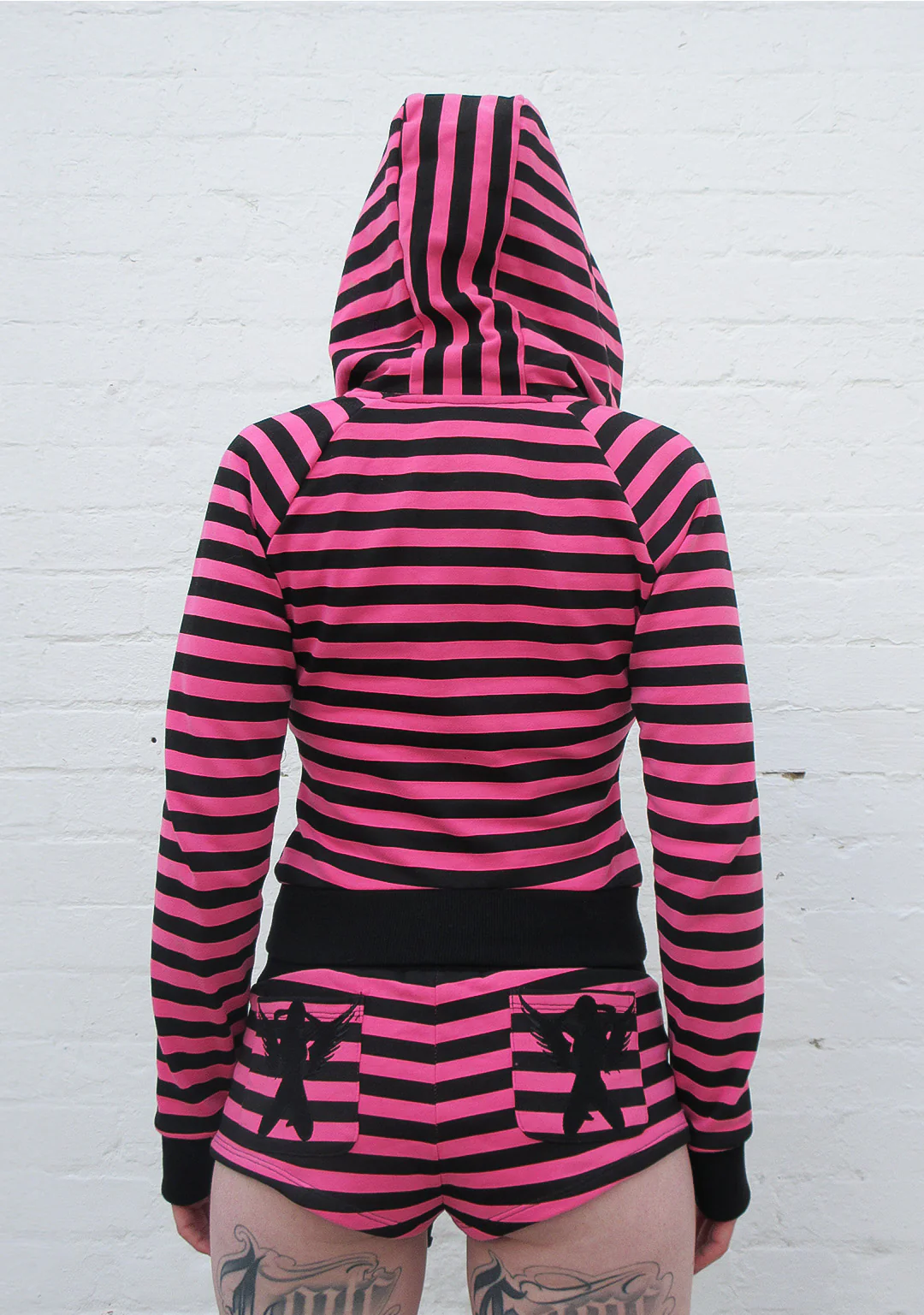 VICE RHINESTONE FITTED HOODIE HOT PINK STRIPE - Image 6