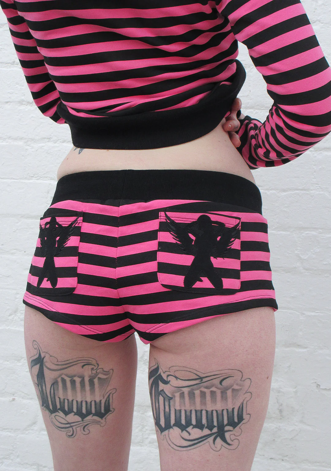VICE RHINESTONE MICRO SHORTS HOT PINK STRIPE - Image 5