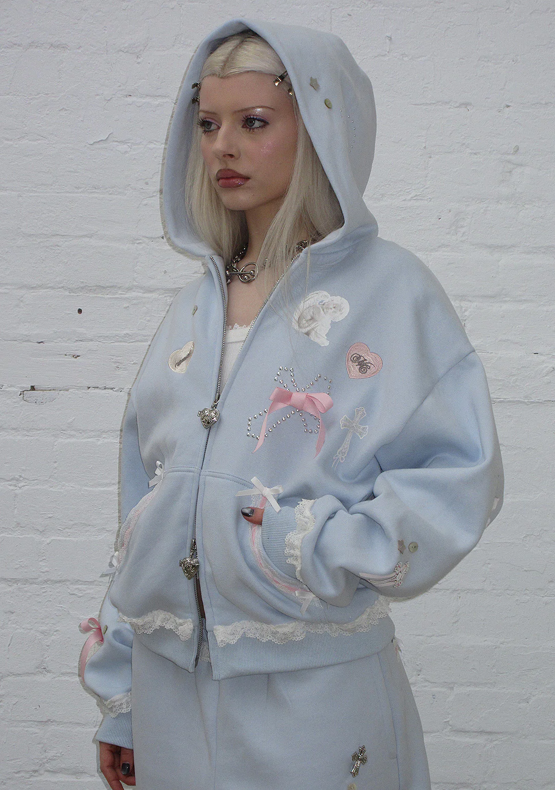 WHISPER ZIP HOODIE BABY BLUE - Image 5