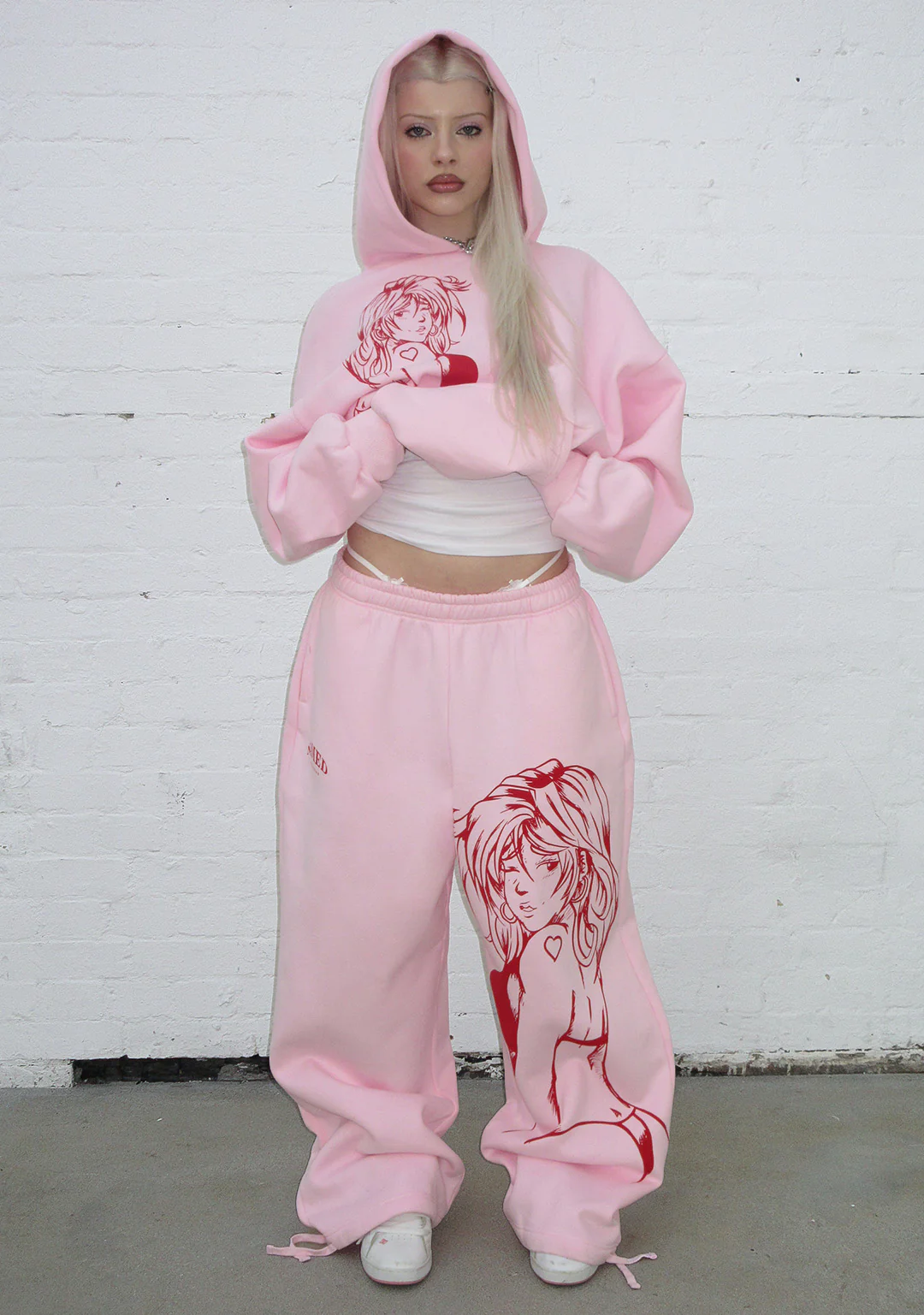 X-RATED PULLOVER HOODIE BABY PINK - Image 4